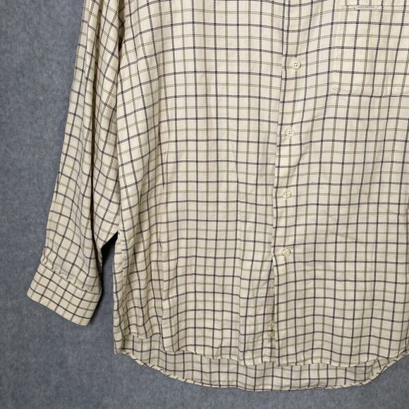 Alex Cannon Cream Check Button Down Shirt Men's Size Large Casual Classic - Picture 5 of 15